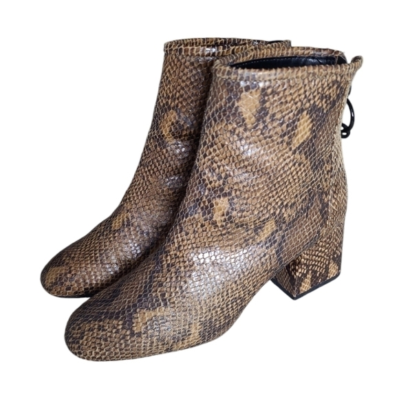 Bershka Python Chunky Heel Ankle Boots Size 36 EU 6 US - Picture 4 of 14